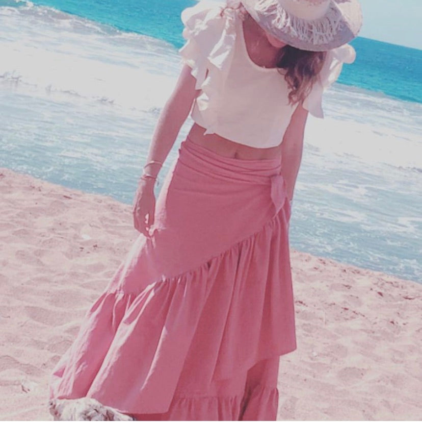 ALLE BOHO "EVA" Swim Cover Up, Beach Maxi Skirt, Organic Clothing