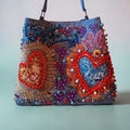 Hand-Painted & Hand-Embroidered Denim Tote Bag | Wearable Art | Boho Artisan Handbag
