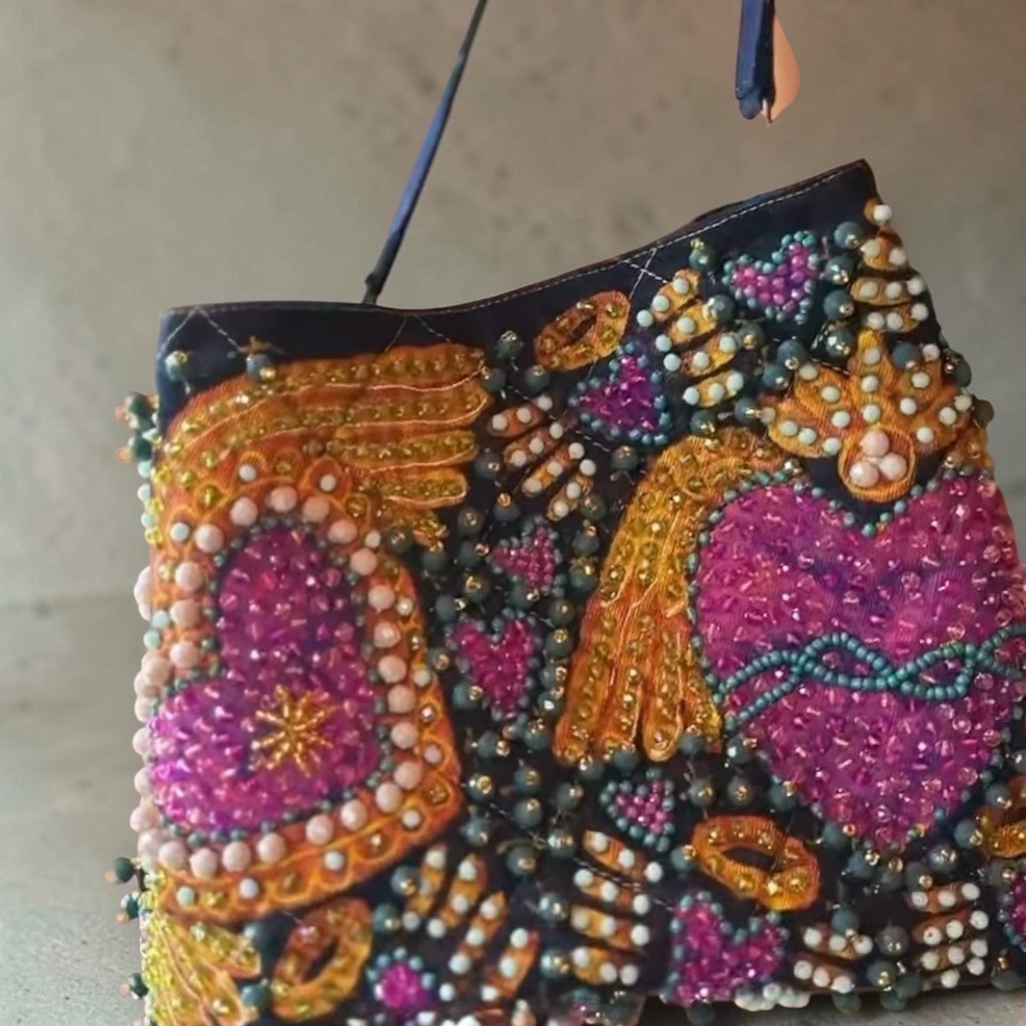 Hand-Painted & Hand-Embroidered Denim Tote Bag | Wearable Art | Boho Artisan Handbag